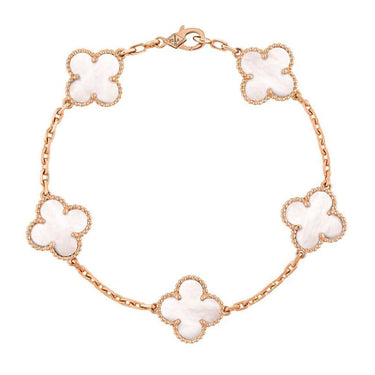 18K Van Cleef & Arpels Vintage Alhambra Five Motifs Pearl Bracelet