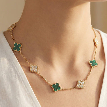 Vintage Alhambra Malachite 10 Motifs Necklace
