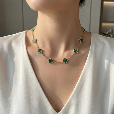 Vintage Alhambra Malachite 10 Motifs Elegance Necklace