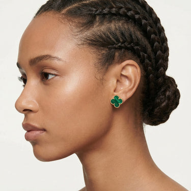 Vintage Alhambra Malachite Earrings