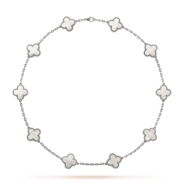 18K Vintage Alhambra Pearl 10 Motifs Necklace