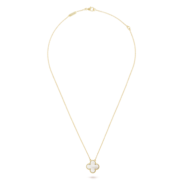 Vintage Alhambra Mother Of Pearl Clover Pendant Necklace