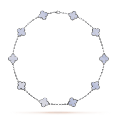 18K Vintage Alhambra Chalcedony 10 Motifs Necklace