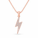 Volta Pave Lightning Bolt Pendant Necklace - Rose Gold