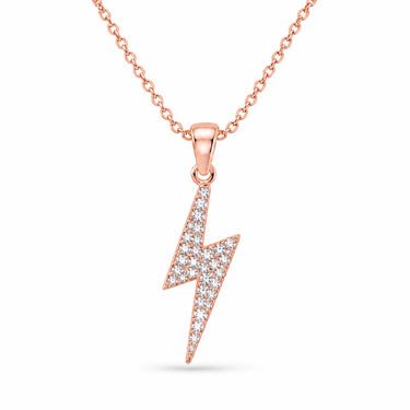Volta Pave Lightning Bolt Pendant Necklace - Rose Gold