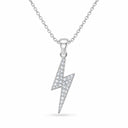 Volta Pave Lightning Bolt Pendant Necklace - White Gold