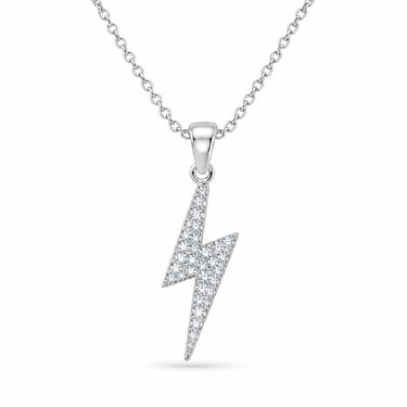 Volta Pave Lightning Bolt Pendant Necklace - White Gold