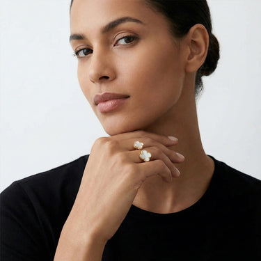 White Clover Between The Finger Ring