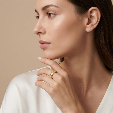 Wide Clover Perlée Ring