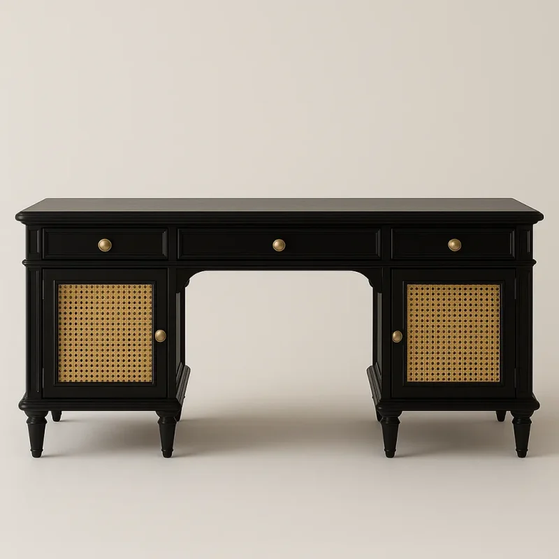 Black Cane Desk Elegant Statement Piece
