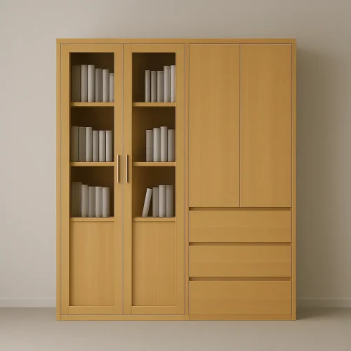 Sleek Wooden Storage Cabinet Office Bookshelf