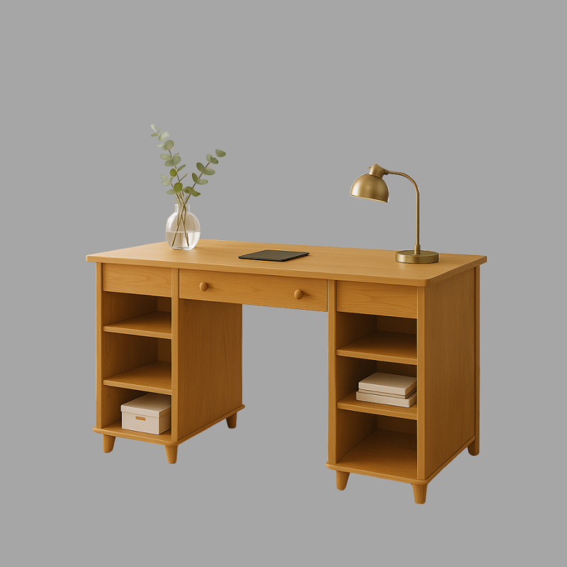 Wood Tone Desk Storage Versatile Workspace Upgrade