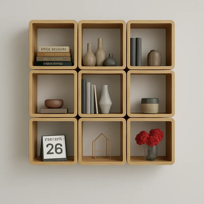 Wooden Wall Shelf Stylish Storage Design for Home Office
