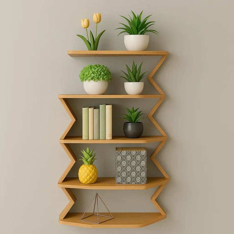 Zigzag Wall Shelf Unique Design for Stylish Home Decor