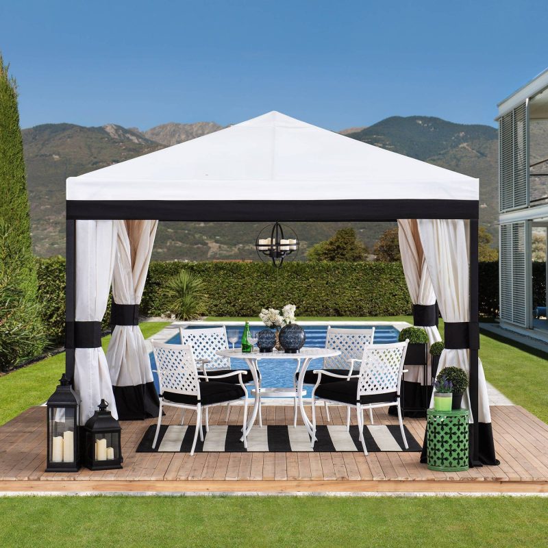 10x10 White Gazebo with Curtain and Netting