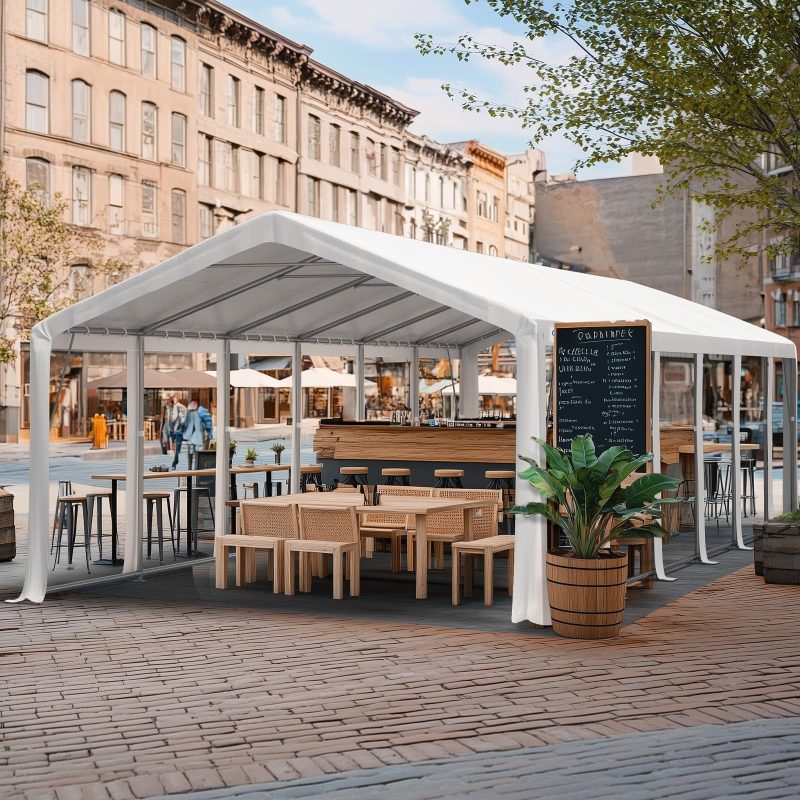 20'x 40' Upgraded Galvanized Heavy Duty Gazebo Party Wedding Tent Canopy Carport Shelter with Carry Bags(20x40, White), Event Canopy