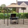 5x8 BBQ Grill Gazebo with Bar Shelves and Hooks - Tan & Brown
