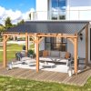 10' x 14' Wood Gazebo, Outdoor Heavy Duty Wooden Pergola on Clearance, Patio Lean to Awnings