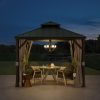 10 ft. x 10 ft. Gazebo, Outdoor Patio Aluminum Frame Gazebo with 2-Tier Steel Backyard Gazebo with Netting, Curtain, and Ceiling Hook