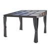 10'x 10' Wall Mounted Gazebo, Lean to Gazebo with Aluminum Frame, Polycarbonate Hardtop Gazebos Pergola with Sloping Roof for Outdoor, , Patio