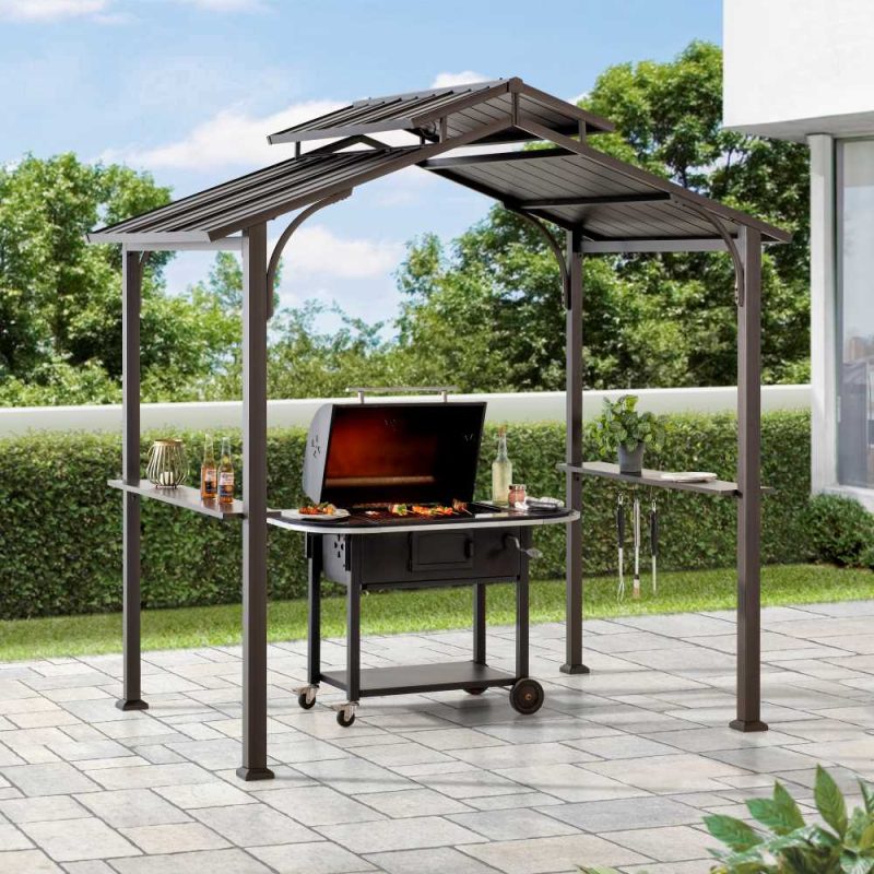 5x8 Grilling Gazebo with Hooks and Bar Shelves for BBQ