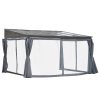 10' x 13' Outdoor Patio Gazebo with Sloping Polycarbonate Roof, Durable Aluminum Frame, & Netting Curtain