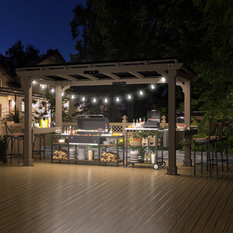 Outdoor Grill Pergola with Bar Counter – BBQ Pergola for Patio and Backyard