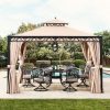 10x12 Steel Patio Gazebo with Netting and Curtain