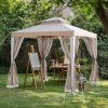 8x8 Soft Top Gazebo with Mosquito Netting - Gray & Khaki