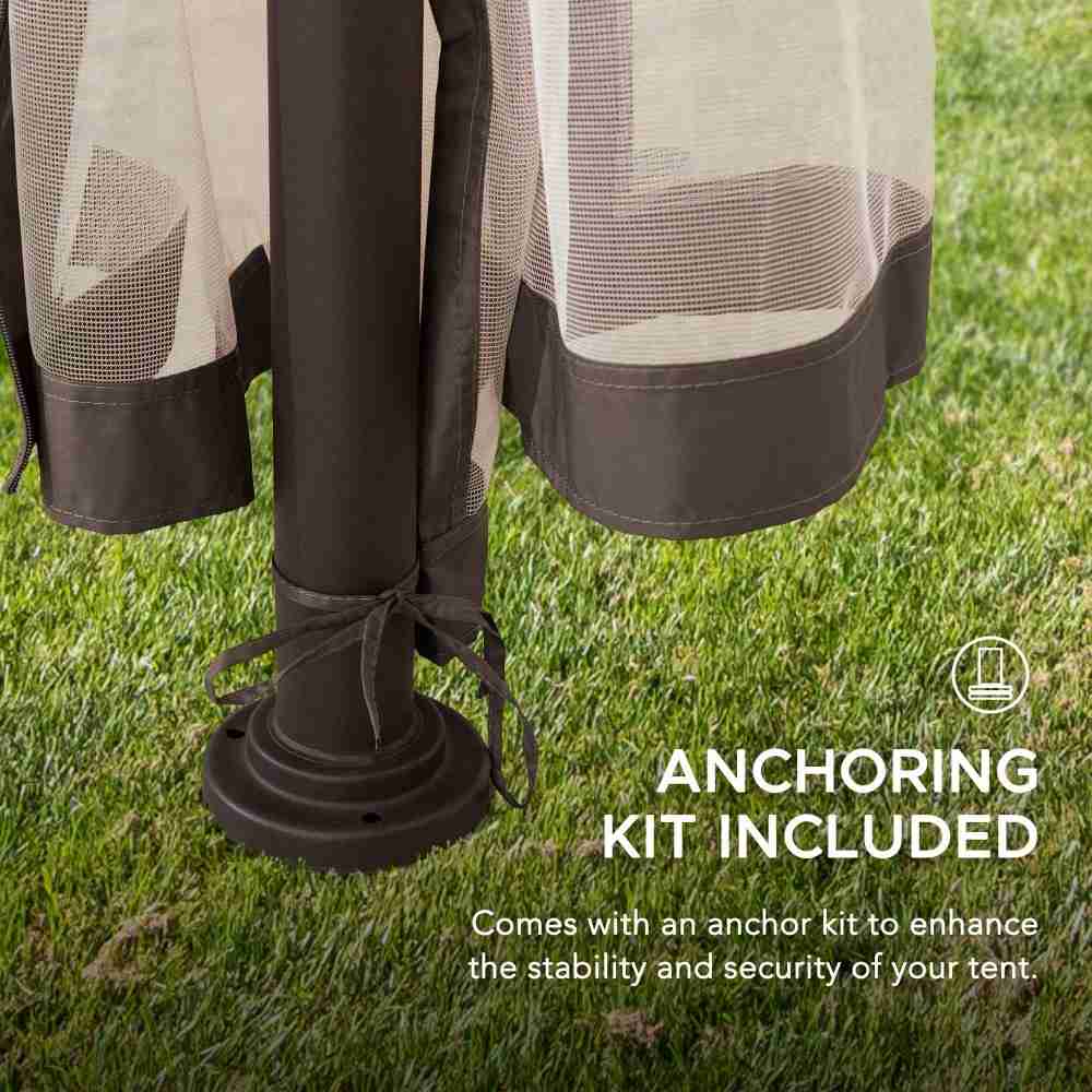9x9 Soft Top Garden Gazebo with Mosquito Netting – Beige & Brown