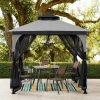 9x9 Soft Top Garden Gazebo with Mosquito Netting – Gray & Black