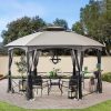 15x15 Hexagon Soft Top Gazebo with Netting and Bar Shelf