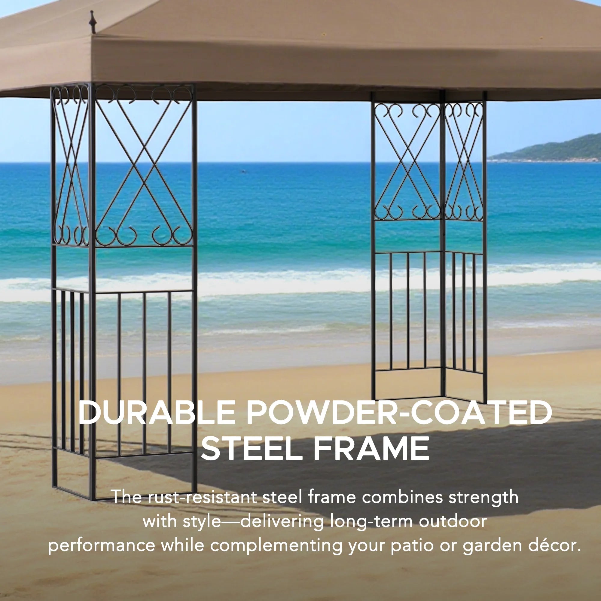 10x12 Steel Frame 2-Tier Soft Top Gazebo with Ceiling Hook