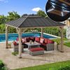 11x13 Wooden Gazebo with Solar Panel, LED Lights and Ceiling Hook - Weathered Cedar