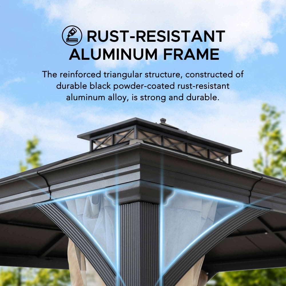 11x13 Metal Gazebo with Aluminum Frame and Privacy Netting