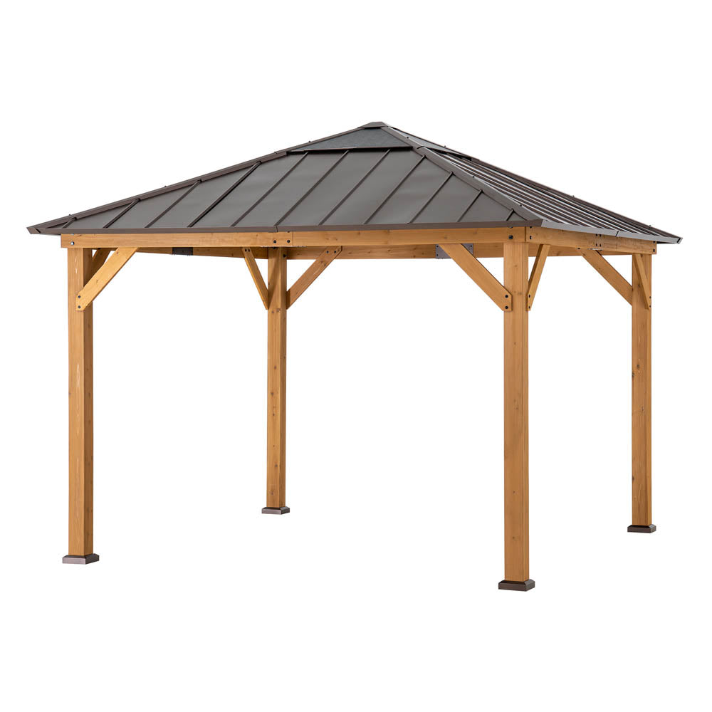 11x11 Hip Roof Wooden Gazebo with Polycarbonate Skylight