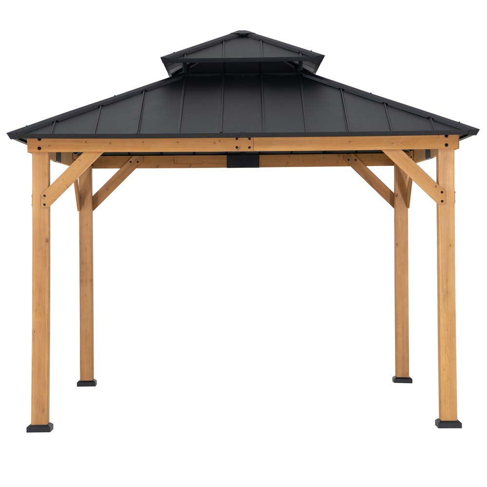 11x11 Wooden Frame Backyard Hardtop Gazebo with Ceiling Hook - Upgrade Natural Cedar