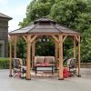 13x13 Octagon Wood Patio Gazebo with Ceiling Hook