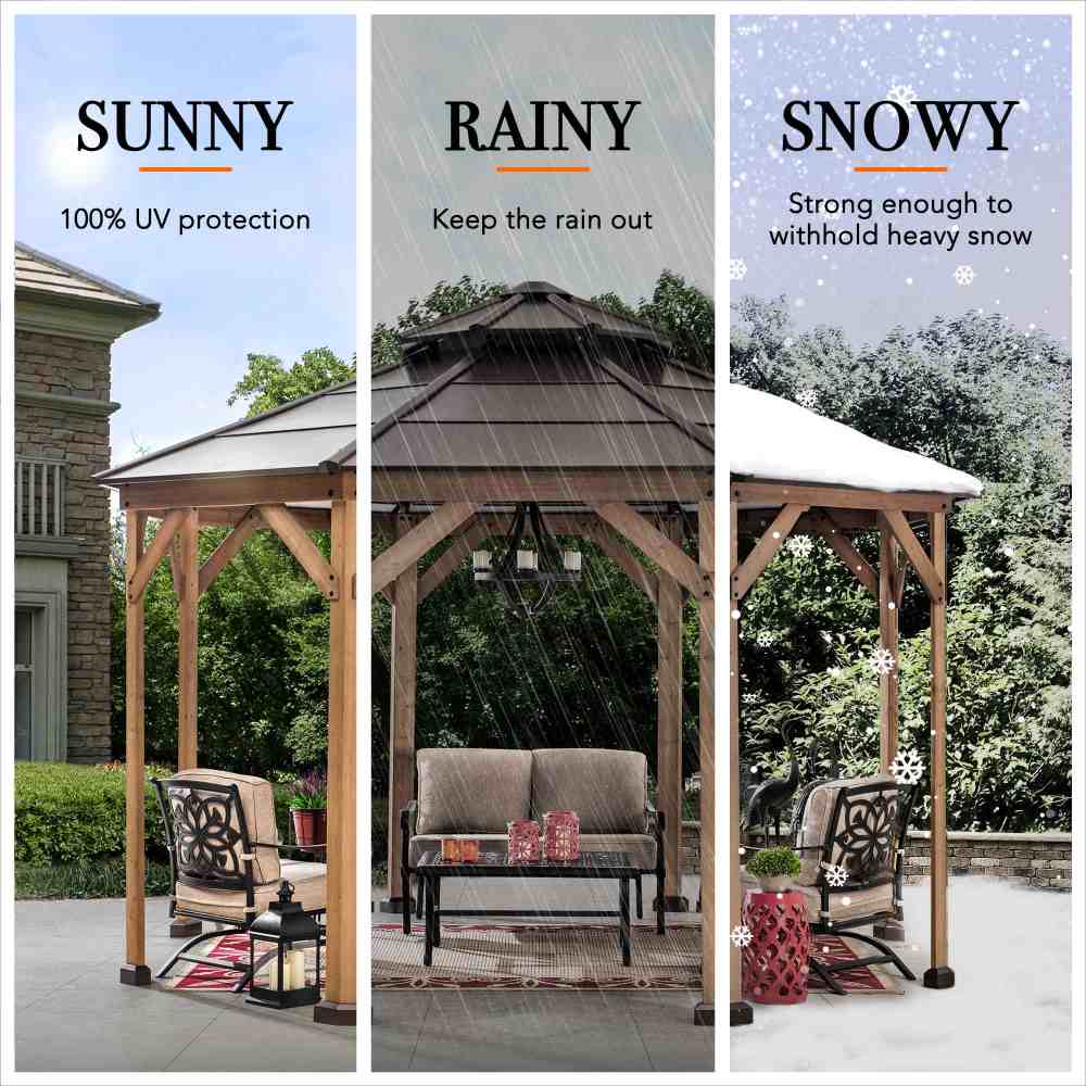 13x13 Octagon Wood Patio Gazebo with Ceiling Hook