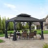 10x12 Hardtop Gazebo with Solar Panel and Netting