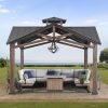 12.5x12.5 Wooden Frame Hardtop Gazebo with Ceiling Hook