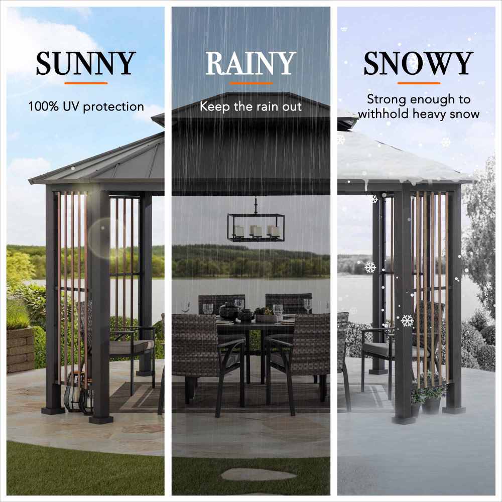 11x13 Octagon Gazebo with Steel Roof and Ceiling Hook