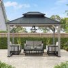 10x12 Wood Gazebo with 2-tier Metal Roof and Ceiling Hook - Driftwood Cedar