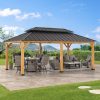 12x20 Patio Wooden Gazebo with Ceiling Hooks - Standard Natural wood