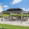 12x20 Aluminum Hardtop Gazebo with Dual Rails and Ceiling Hook - Driftwood Cedar