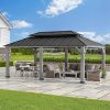 12x20 Cedar Hardtop Gazebo with 2 Ceiling Hooks - Driftwood Cedar