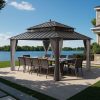 Kingston 12x14 Gazebo with Netting & Curtain | Steel Roof - Brown Aluminum Posts