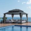 Kingston 12x16 Gazebo with Netting & Curtain | Steel Roof - Gray Aluminum Posts
