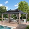 Kingston 12x20 Gazebo with Netting & Curtain | Steel Roof - Woodgrain Aluminum Posts