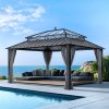 Kingston 12x16 Gazebo with Netting & Curtain | Steel & PC Roof - Gray Aluminum Posts